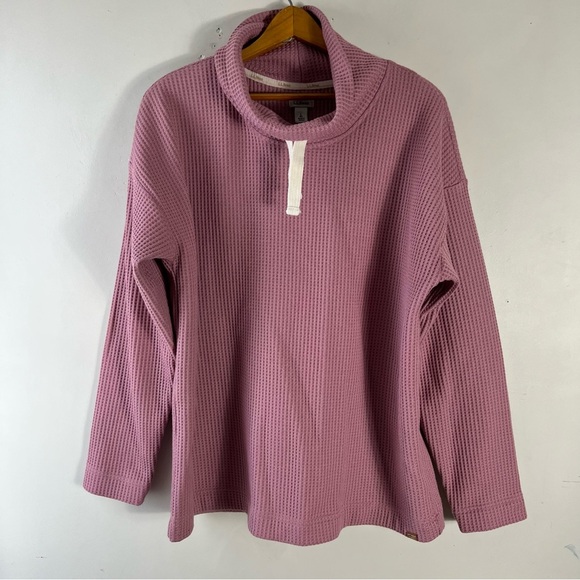 L.L. Bean Women's Birchwood Brushed Waffle Mock neck Size Large NWOT Oversized - Picture 6 of 11